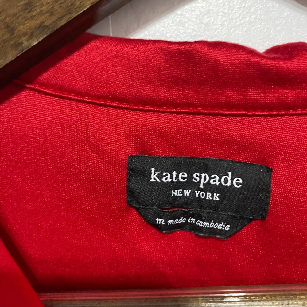Kate Spade PJ Top Womens M Red Button Front All Dolled Up Pajamas Loungewear - Picture 7 of 8